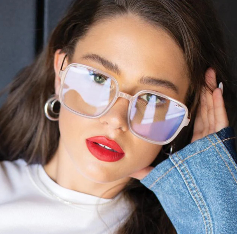 Quay Australia 9 TO 5 Square Blue Light Glasses - Peach/Clear Blue Light - NWT